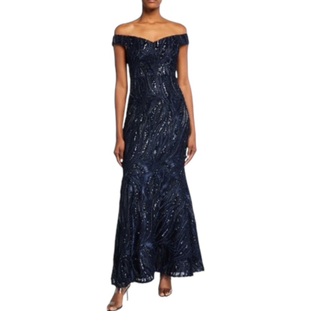 Aidan Mattox Navy Sequin Maxi Dress